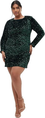 City Chic Plus Size Sequin Eclipse Plum Dress in Saudi Arabia