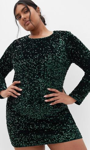 City Chic Plus Size Sequin Eclipse Plum Dress in Saudi Arabia
