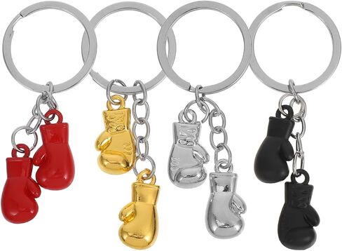 Amosfun 4 Pcs Boxing Keychain Metal 3D Gloves Pendant Keyring for Boxing Lovers Sports Enthusiasts Novelty Sports Party Favors in Saudi Arabia