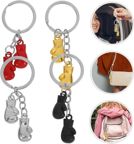 Amosfun 4 Pcs Boxing Keychain Metal 3D Gloves Pendant Keyring for Boxing Lovers Sports Enthusiasts Novelty Sports Party Favors in Saudi Arabia