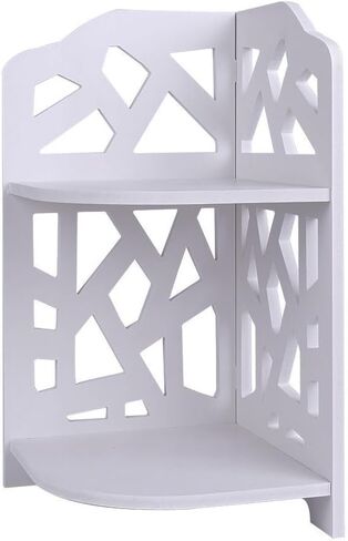 HornTide Brief Fashion Organizer Storage Rack 2-Tier Corner Shelf for Cosmetic Doll Potted-Plant Vitamins Supplements Caddy DIY Desk Table Decoration Wood-Plastic Composites White in Saudi Arabia