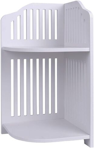 HornTide Brief Fashion Organizer Storage Rack 2-Tier Corner Shelf for Cosmetic Doll Potted-Plant Vitamins Supplements Caddy DIY Desk Table Decoration Wood-Plastic Composites White in Saudi Arabia