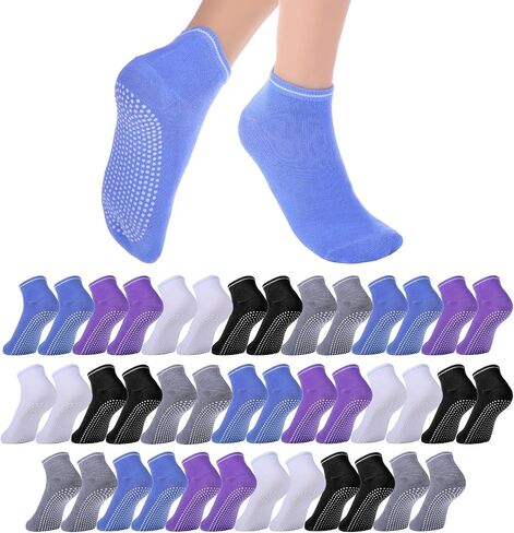 20 Pairs Grip Yoga Socks for Women, Non Slip Pilates Socks Bulk, Anti Skid Barre Ballet Sock for Yoga, Barre, Hospital, Barefoot Workout in Saudi Arabia