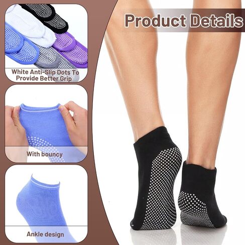 20 Pairs Grip Yoga Socks for Women, Non Slip Pilates Socks Bulk, Anti Skid Barre Ballet Sock for Yoga, Barre, Hospital, Barefoot Workout in Saudi Arabia
