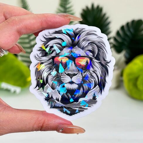 3Pcs Cool Lion with Sunglasses Sticker, Leo Face Bumper Sticker, Lion Head Stickers, King Animals Vinyl Decal, Funny Leo Stickers for Laptop Water Bottle Phone Hard Hat 3" (Lion 1) in Saudi Arabia
