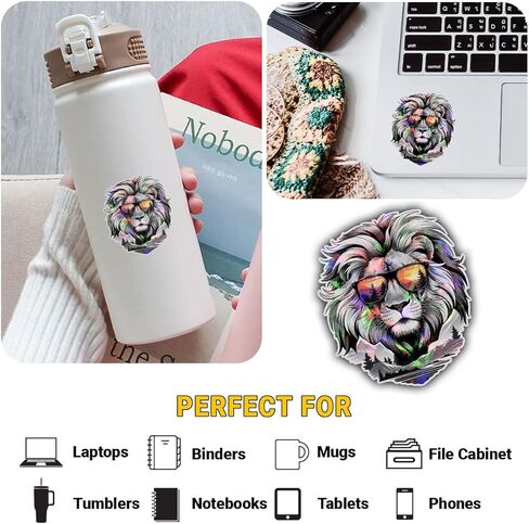 3Pcs Cool Lion with Sunglasses Sticker, Leo Face Bumper Sticker, Lion Head Stickers, King Animals Vinyl Decal, Funny Leo Stickers for Laptop Water Bottle Phone Hard Hat 3" (Lion 1) in Saudi Arabia