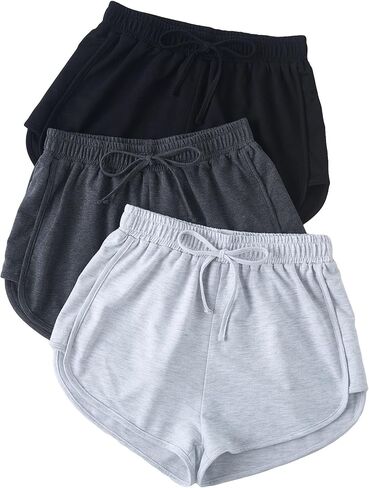 SOLY HUX Women's Drawstring Elastic Waist Summer Lounge Mini Shorts 3 Packs Running Short Pants in Saudi Arabia