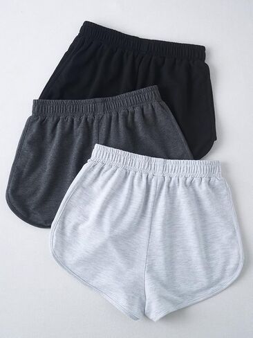 SOLY HUX Women's Drawstring Elastic Waist Summer Lounge Mini Shorts 3 Packs Running Short Pants in Saudi Arabia