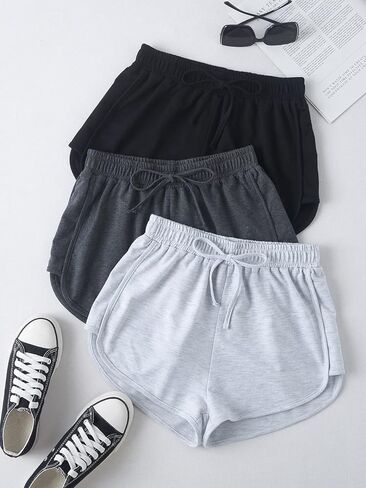 SOLY HUX Women's Drawstring Elastic Waist Summer Lounge Mini Shorts 3 Packs Running Short Pants in Saudi Arabia