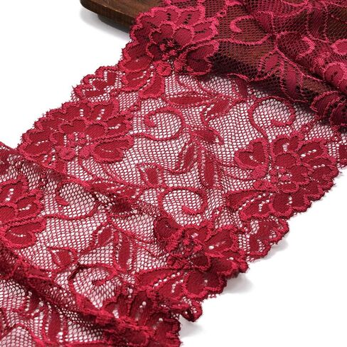 4-Yards 6" Elastic Stretch Raschel Lace Trim, SEE-SL-0415 (Lime Fizz) in Kuwait