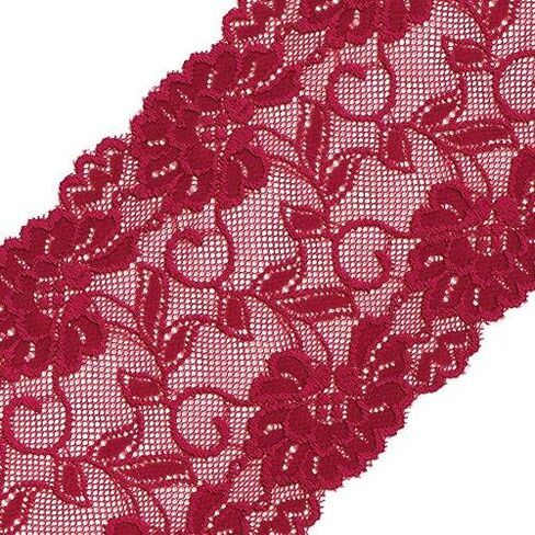 4-Yards 6" Elastic Stretch Raschel Lace Trim, SEE-SL-0415 (Lime Fizz) in Kuwait