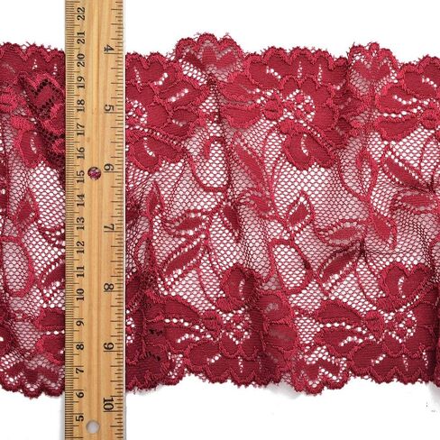 4-Yards 6" Elastic Stretch Raschel Lace Trim, SEE-SL-0415 (Lime Fizz) in Kuwait