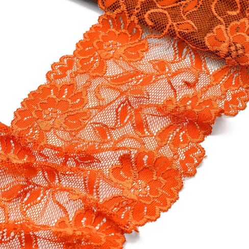 4-Yards 6" Elastic Stretch Raschel Lace Trim, SEE-SL-0415 (Lime Fizz) in Kuwait