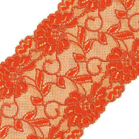4-Yards 6" Elastic Stretch Raschel Lace Trim, SEE-SL-0415 (Lime Fizz) in Kuwait