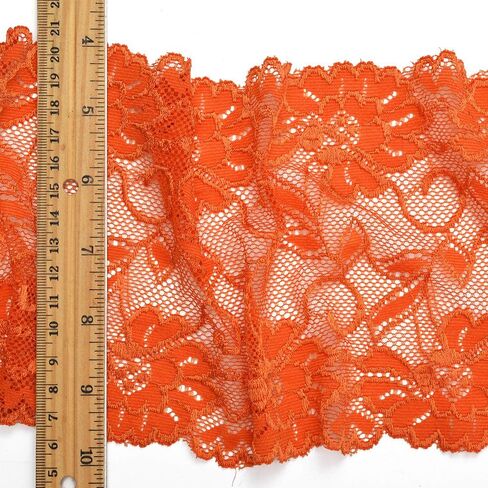 4-Yards 6" Elastic Stretch Raschel Lace Trim, SEE-SL-0415 (Lime Fizz) in Kuwait