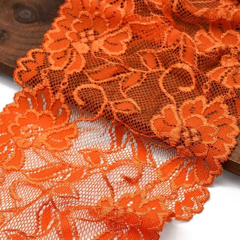 4-Yards 6" Elastic Stretch Raschel Lace Trim, SEE-SL-0415 (Lime Fizz) in Kuwait