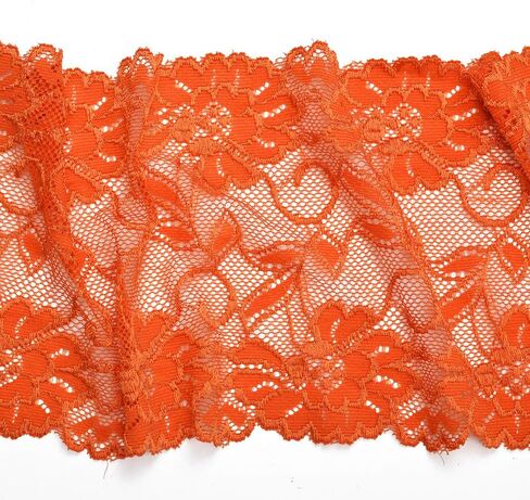 4-Yards 6" Elastic Stretch Raschel Lace Trim, SEE-SL-0415 (Lime Fizz) in Kuwait