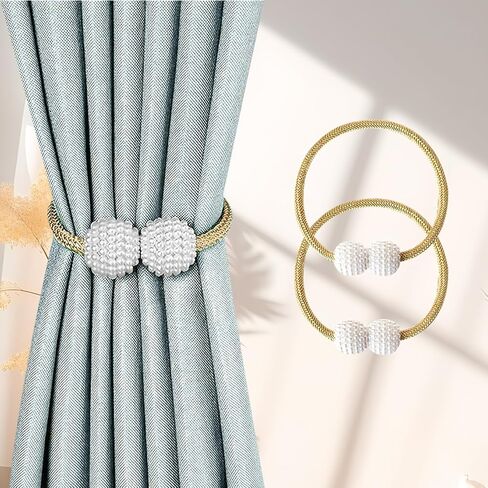 Magnetic Curtain Tiebacks Set of 2, Easy to Install Magnetic Curtain Holdbacks for Home and Office Decor, Silver in Saudi Arabia