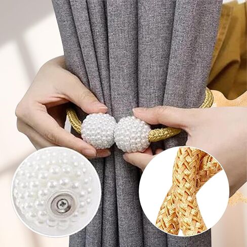 Magnetic Curtain Tiebacks Set of 2, Easy to Install Magnetic Curtain Holdbacks for Home and Office Decor, Silver in Saudi Arabia