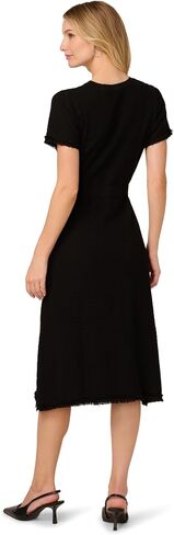 Adrianna Papell Women's Waffle Textured Fit and Flare Midi Sweater with Mock Pockets in Saudi Arabia
