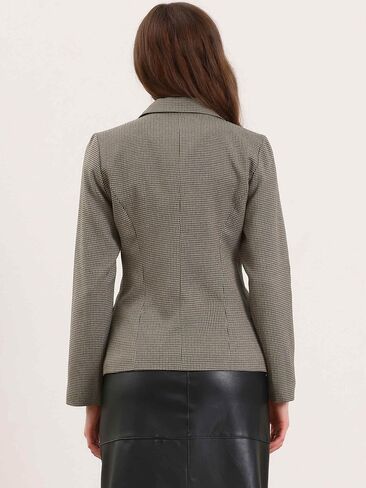 Allegra K Plaid Business Blazer for Women's Houndstooth Lapel Collar One Button Work Office Suit Jacket in Saudi Arabia