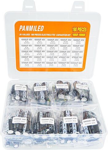 PANMILED 35 قيم 700 قطعة مجموعة متنوعة من مكثفات كهربائيا من الألومنيوم 0.1 فائق التوهج-1000 فائق التوهج 10 فولت 16 فولت 25 فولت 50 فولت سلسلة مكثفات كهربائية من الألومنيوم للإدراج المباشر in Kuwait