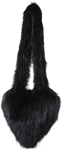 Womens Faux Fur Shoulder Bag Furry Purse Handbag Crossbody Bag Heart Shaped with Shoulder Strap in Kuwait