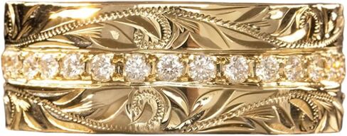 Cubic Zirconia Rings For Women, Gold Ring Engraved Non Tarnish Stackable Diamond Eternity Band Wedding Engagement Statement Jewelry Gift in Saudi Arabia