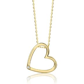 Orovi Gold Necklaces for Women, Heart Necklace in 14K Yellow Gold/White Gold 585 with 17.7" Long Gold Chain, Diamond Heart Pendant Necklace Hypoallergenic Women's Jewelry Delivered in Jewelry Box in Saudi Arabia