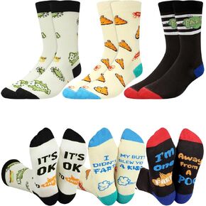 3 Pairs Funny Fart Socks for Men Silly Fart Pattern Crew Dress Socks Novelty Sarcastic Pass Gas Toot Gifts Birthday Christmas Gifts in Kuwait
