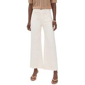 Veronica Beard Jean Women's Grant High Rise Wide Leg Crop Jeans, Ecru, Off White, 26 in Saudi Arabia
