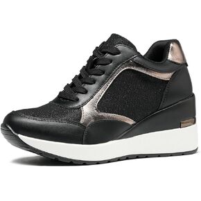 Wedge Sneakers for Women Non-Slip Womens Fashion Sneakers Casual Glitter Mesh Walking Shoes Lightweight Platform Work Shoes in Kuwait