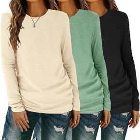 Long Sleeve Shirts for Women Pack Crewneck Basic Tee Tops Spring Casual Tshirts in Kuwait