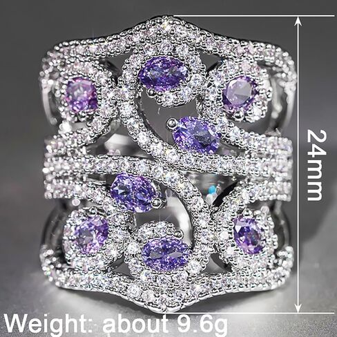 Aesthetic Hollow-out Design Wide Rings with Bright Cubic Zirconia for Women Gorgeous Party Jewelry in Saudi Arabia