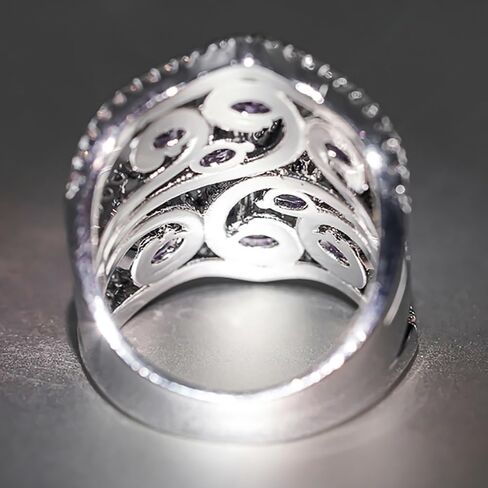 Aesthetic Hollow-out Design Wide Rings with Bright Cubic Zirconia for Women Gorgeous Party Jewelry in Saudi Arabia