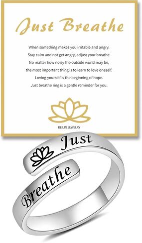 BEILIN Just Breathe Thumb Rings for Women 925 Sterling Silver Adjustable Inspirational Hope Ring Encouragement Gift in Saudi Arabia