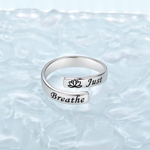 BEILIN Just Breathe Thumb Rings for Women 925 Sterling Silver Adjustable Inspirational Hope Ring Encouragement Gift in Saudi Arabia
