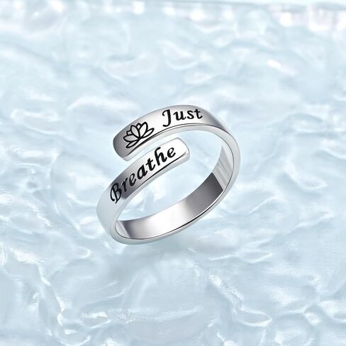 BEILIN Just Breathe Thumb Rings for Women 925 Sterling Silver Adjustable Inspirational Hope Ring Encouragement Gift in Saudi Arabia