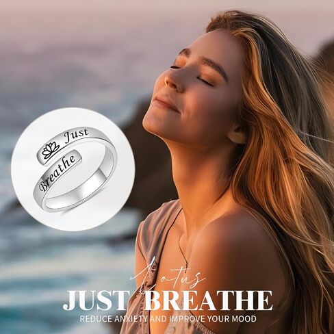 BEILIN Just Breathe Thumb Rings for Women 925 Sterling Silver Adjustable Inspirational Hope Ring Encouragement Gift in Saudi Arabia