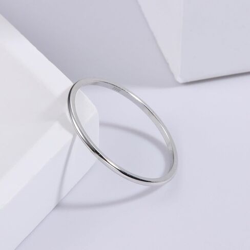 925 Sterling Silver Rings for Women Men 18K White Gold Plated Plain Stackable Thumb Rings Tarnish Resistant Wedding Band Ring Comfort Fit Size 6 to 10, 1mm 2mm 3mm 4mm 5mm in Saudi Arabia