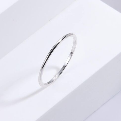 925 Sterling Silver Rings for Women Men 18K White Gold Plated Plain Stackable Thumb Rings Tarnish Resistant Wedding Band Ring Comfort Fit Size 6 to 10, 1mm 2mm 3mm 4mm 5mm in Saudi Arabia