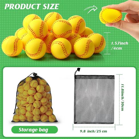 HyDren 50 Pack 2.5 Inch Mini Softball Stress Balls Party Favor Foam Sports Balls Tiny Baseball Toys Team Gifts for Boys Girls Party Supplies School Carnival Reward Ball Games, Yellow in Kuwait
