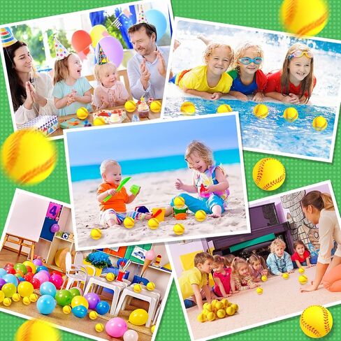 HyDren 50 Pack 2.5 Inch Mini Softball Stress Balls Party Favor Foam Sports Balls Tiny Baseball Toys Team Gifts for Boys Girls Party Supplies School Carnival Reward Ball Games, Yellow in Kuwait