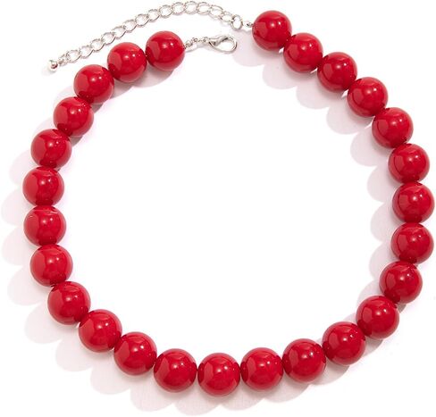 Gothic Simple RedBlack Big Ball Chain Necklace Punk Large Bead Clavicle Necklace Summer Beaded Short Choker Necklace Jewelry for Women in Saudi Arabia