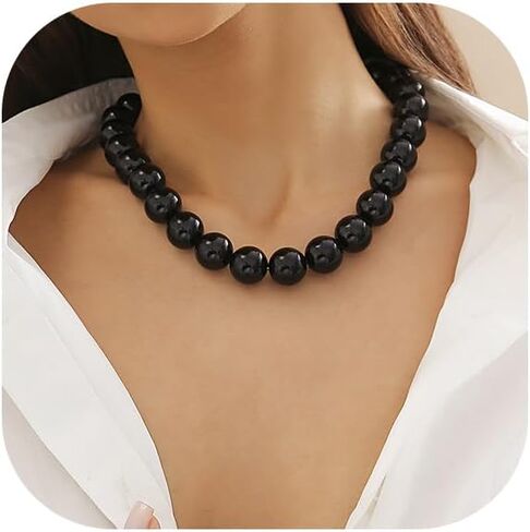 Gothic Simple RedBlack Big Ball Chain Necklace Punk Large Bead Clavicle Necklace Summer Beaded Short Choker Necklace Jewelry for Women in Saudi Arabia