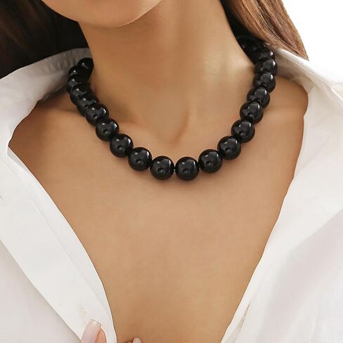 Gothic Simple RedBlack Big Ball Chain Necklace Punk Large Bead Clavicle Necklace Summer Beaded Short Choker Necklace Jewelry for Women in Saudi Arabia
