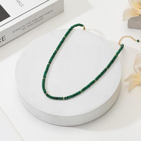 Boho Beaded Choker Necklace for Women, Dainty Natrue Stone Beads Choker Gold-color Plated beads Surfer Necklaces Summer Beach Handmade Jewelry in Saudi Arabia