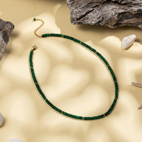 Boho Beaded Choker Necklace for Women, Dainty Natrue Stone Beads Choker Gold-color Plated beads Surfer Necklaces Summer Beach Handmade Jewelry in Saudi Arabia
