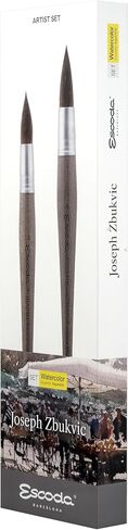 Escoda Signature Artist Watercolor Paint Brush Set, Fabio Cembranelli Set #2, Includes Prado (Synthetic Sable) Flat Bright Size 3/4" & 1" and Prado Round Longliner Size 2 in Kuwait