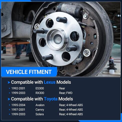 Autoround 512310 Rear Wheel Bearing and Hub Assembly Fit for Toyota Camry 1997-2001, Avalon 1995-2004, Solara 1999-2003, Lexus ES300 1992-2001, RX300 1999-2003, 5-Lug w/ABS in Saudi Arabia